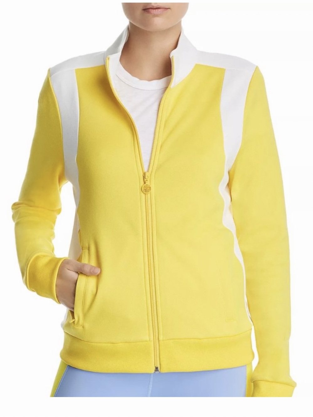 Tory Sport Yellow & White Zip-Front Track Jacket size XSMALL